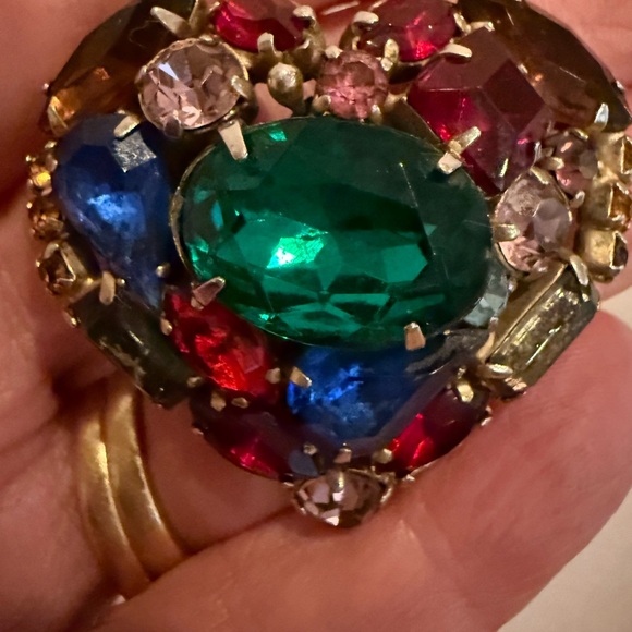 Vintage Multicolor Gemstone Heart Brooch - Picture 4 of 6